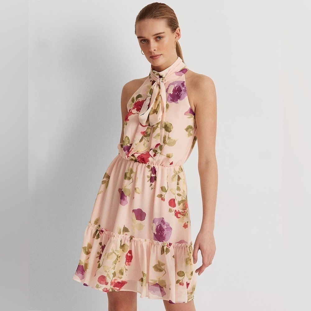 LAUREN RALPH LAUREN Floral Chiffon Sleeveless Dress 12​ - Picture 5 of 10